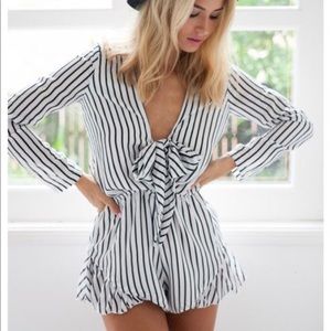 Teal & Tala Striped Romper